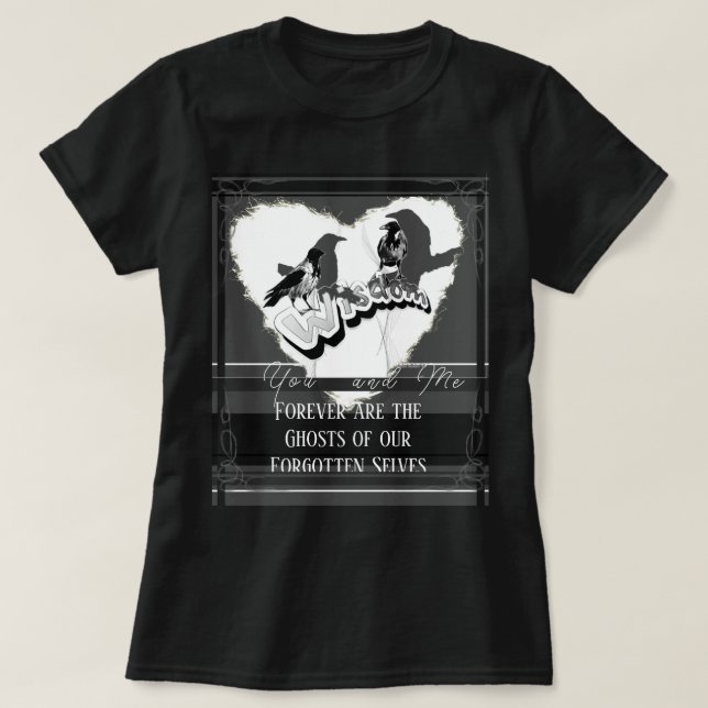 Ghost of Forgotten Selves Gray Crows Ravens  T-Shirt (Design Front)
