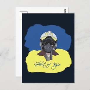Ghost of Kyiv. Pilot defender of Kyiv. Postcard