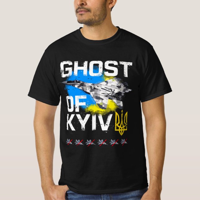 GHOST OF KYIV Ukraine fighter jet  T-Shirt (Front)