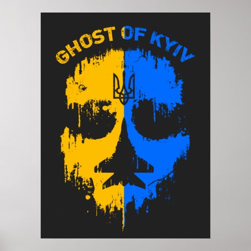 Ghost of Kyiv Ukrainian flag fighter jet pilot Poster