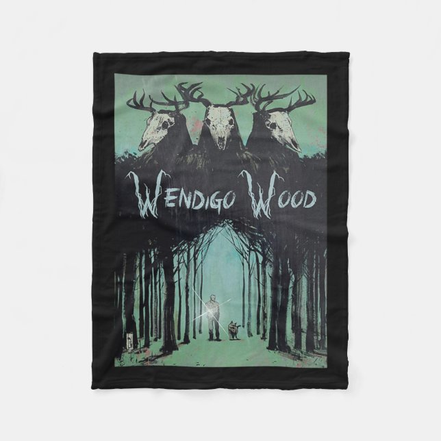 Ghost Of The Forest Cryptid Wendigo Wood  Fleece Blanket (Front)