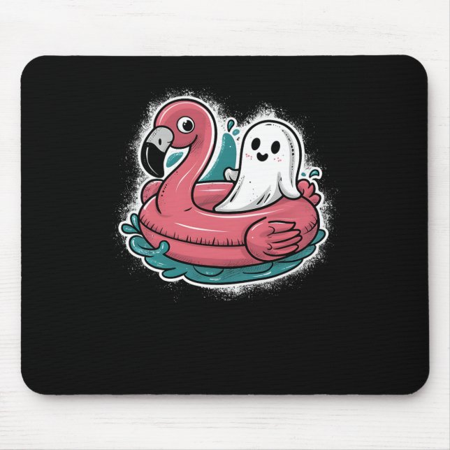 Ghost On A Pool Funny Spooky Summer Summerween Hal Mouse Pad (Front)