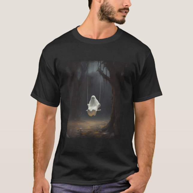 Ghost On A Swing In The Forest Halloween Costume M T-Shirt (Front)