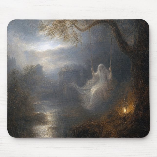 Ghost on a Tree Swing Mouse Pad (Front)