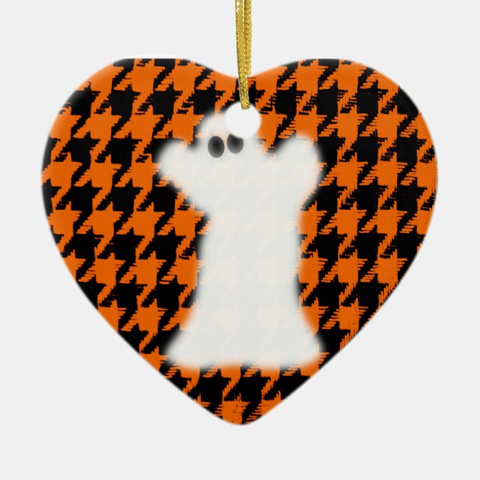 Ghost On Halloween Houndstooth Christmas Ornament