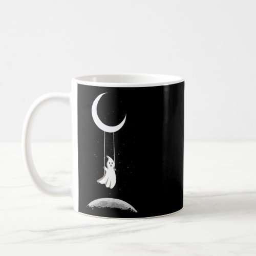 Ghost On Moon Swing  Spooky Creepy Halloween  Coffee Mug