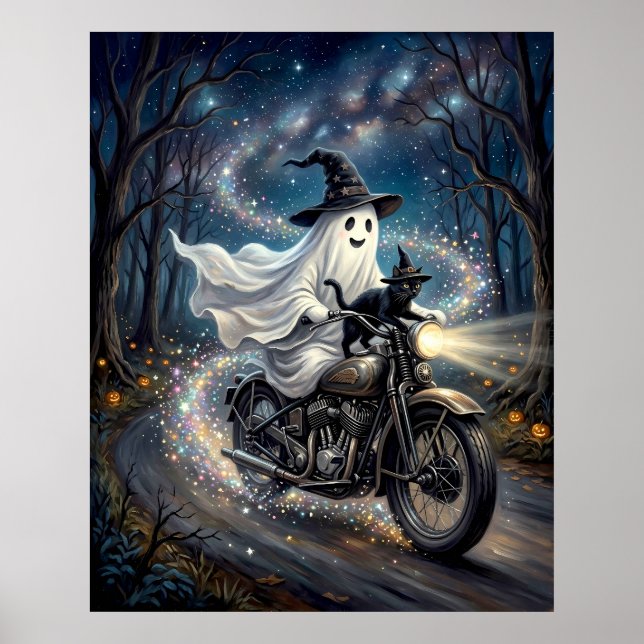 Ghost on Motorbike Poster (Front)
