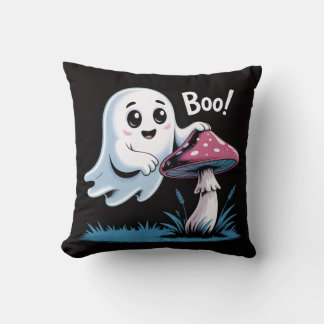Ghost on Mushroom Cushion – Cute Spooky