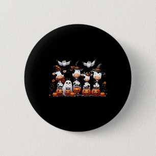 Ghost Owls Cows Halloween Animals Cow Lover Spooky Button
