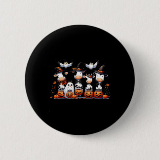 Ghost Owls Cows Halloween Animals Cow Lover Spooky Button
