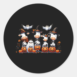Ghost Owls Cows Halloween Animals Cow Lover Spooky Classic Round Sticker