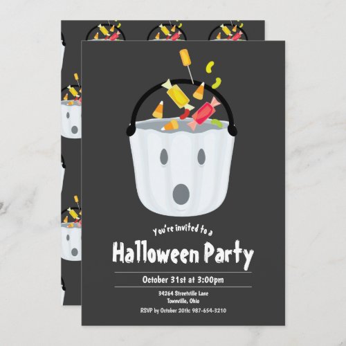 Ghost Pail Candy Kids Halloween Party Invitation