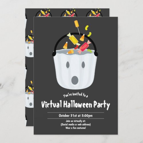 Ghost Pail Candy Virtual Halloween Party Invitation