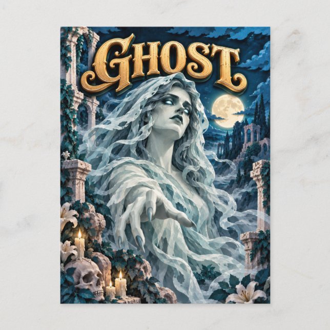 Ghost, Paper Cut Monster Postcard (Front)