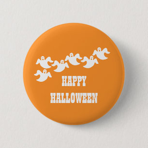 Ghost Party Halloween Button, Orange Pinback Button