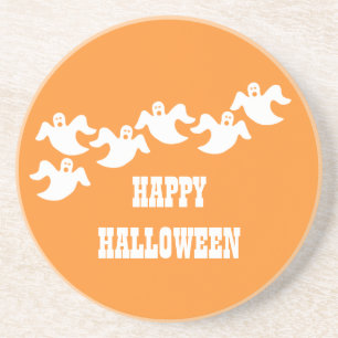 Ghost Party Halloween Coaster, Orange Drink Coaster