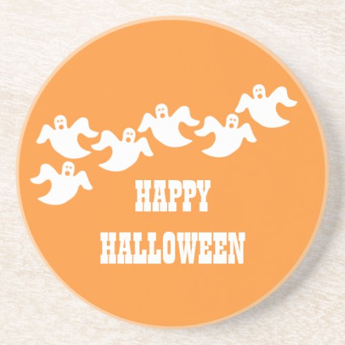 Ghost Party Halloween Coaster Orange Drink Coaster