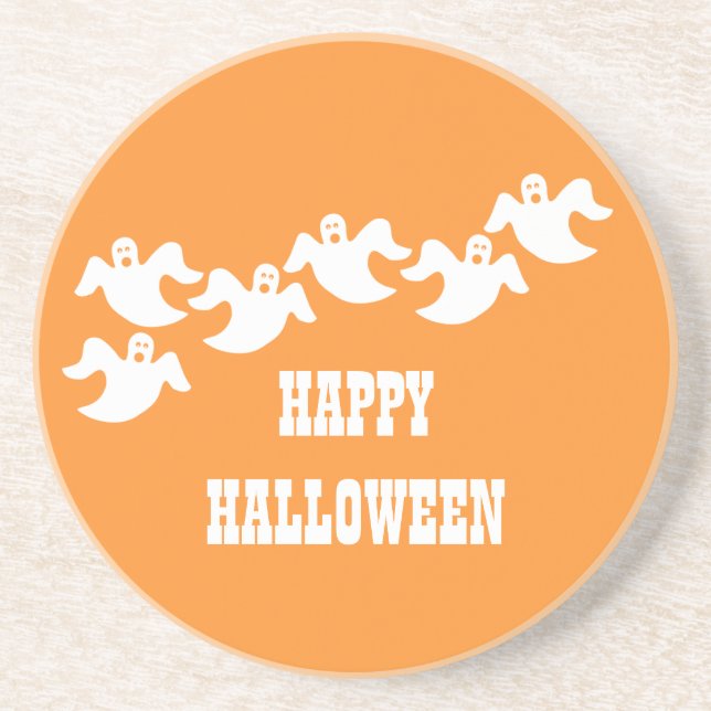 Ghost Party Halloween Coaster, Orange Drink Coaster (Front)