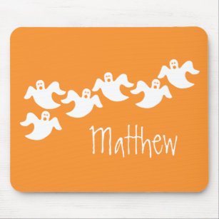 Ghost Party Halloween Mousepad, Orange Mouse Pad