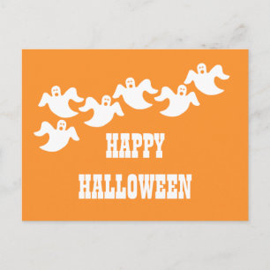 Ghost Party Halloween Postcard, Orange Invitation Postcard