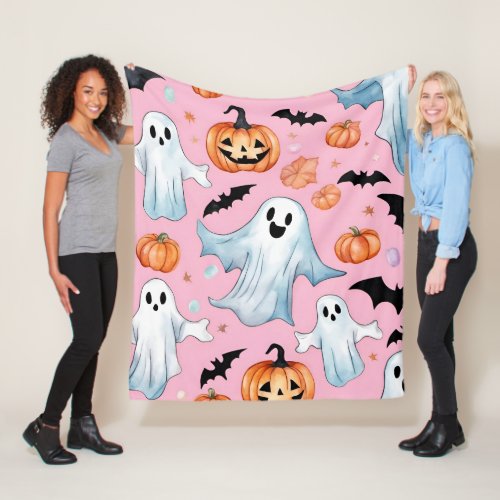 Ghost Party In Pink Fleece Blanket