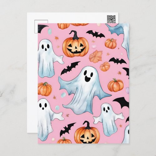 Ghost Party In Pink Postcard