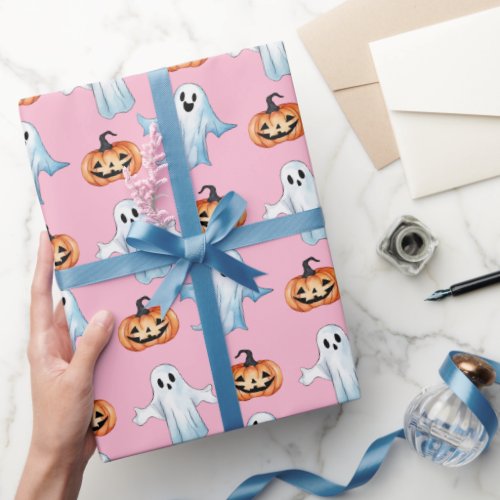 Ghost Party In Pink Wrapping Paper