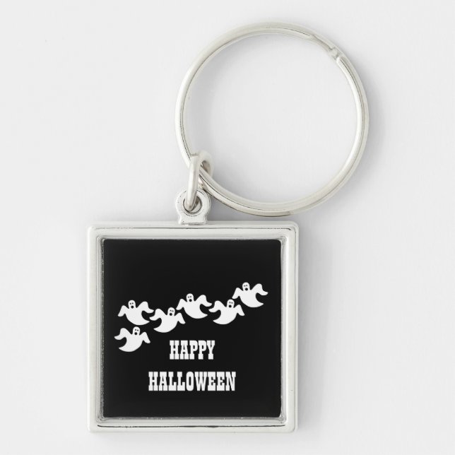 Ghost Party Premium Keychain, Black Keychain (Front)