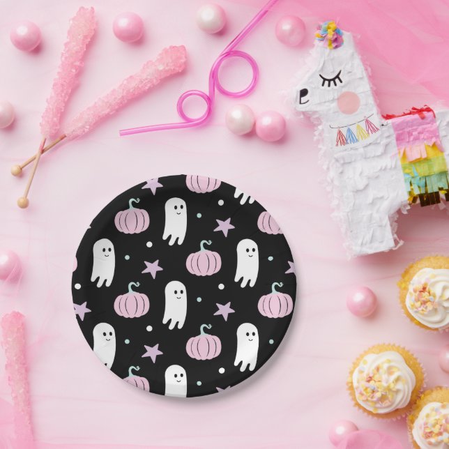 Ghost Pastel Halloween Birthday  Paper Plates (Party)