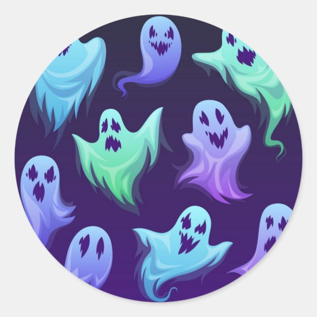 Ghost pattern classic round sticker (Front)