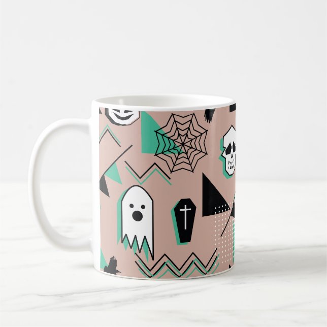 Ghost pattern,halloween theme seamless pattern wit coffee mug (Left)