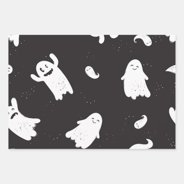 Ghost pattern wrapping paper sheets (Front)