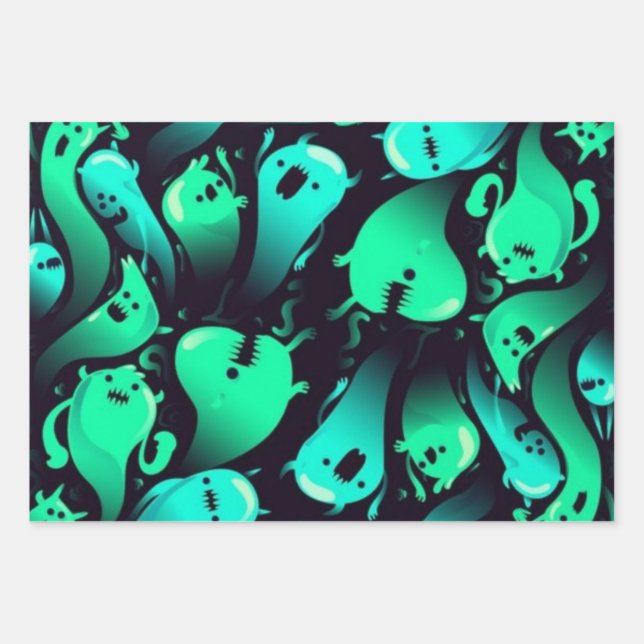 Ghost pattern wrapping paper sheets (Front)