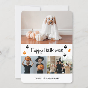 Ghost Paw Prints Photo Halloween Card