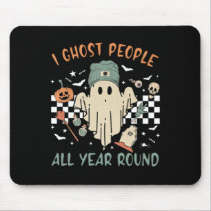 Ghost People All Year Round Retro Halloween Ghost Mouse Pad