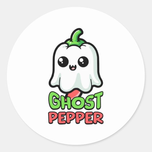 Ghost Pepper Cute Hot Pepper Pun Classic Round Sticker
