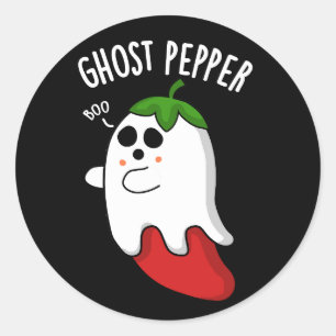 Ghost Pepper Funny Chili Pun Dark BG Classic Round Sticker
