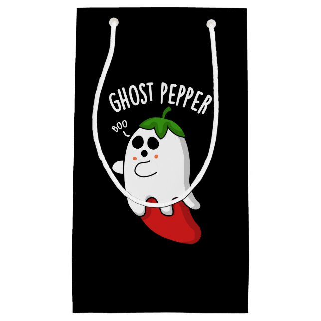 Ghost Pepper Funny Chili Pun Dark BG Small Gift Bag (Front)