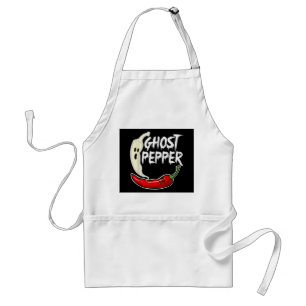 Ghost Pepper Funny Spicy Hot Halloween Ghost Peppe Adult Apron