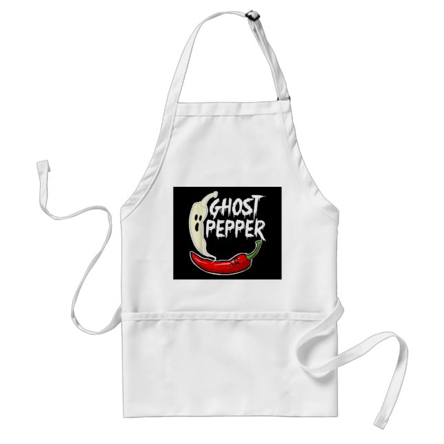 Ghost Pepper Funny Spicy Hot Halloween Ghost Peppe Adult Apron (Front)