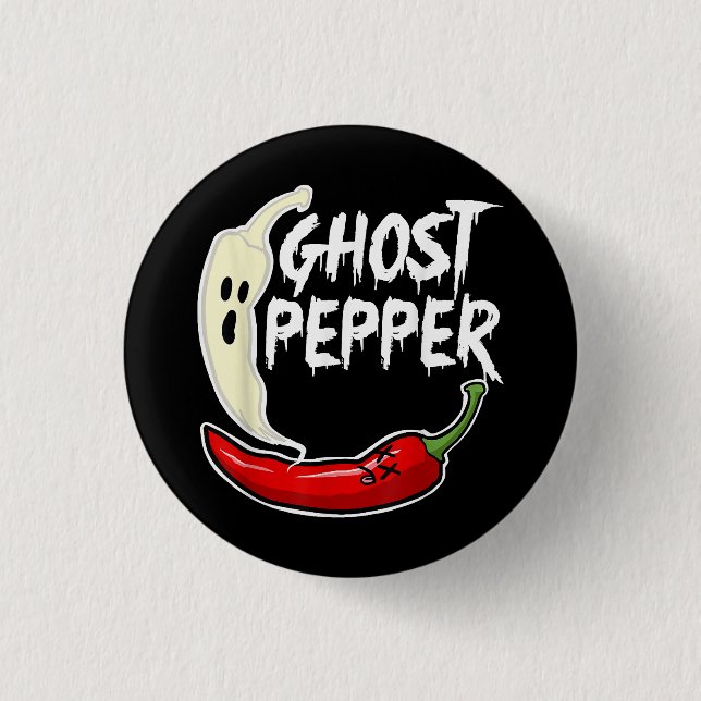 Ghost Pepper Funny Spicy Hot Halloween Ghost Peppe Button (Front)