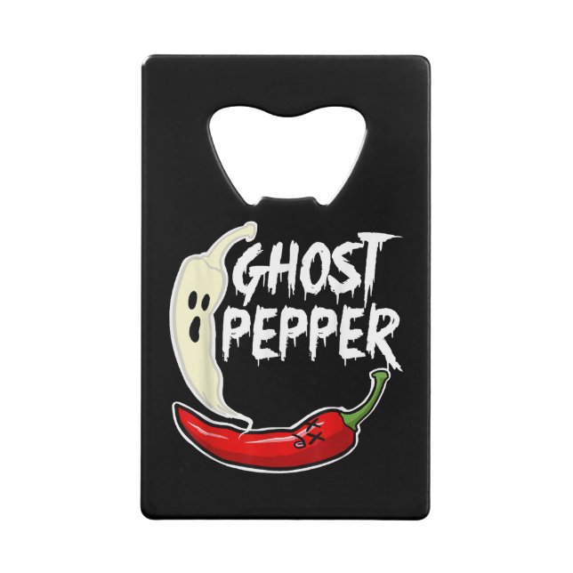Ghost Pepper Funny Spicy Hot Halloween Ghost Peppe Credit Card Bottle Opener (Front)