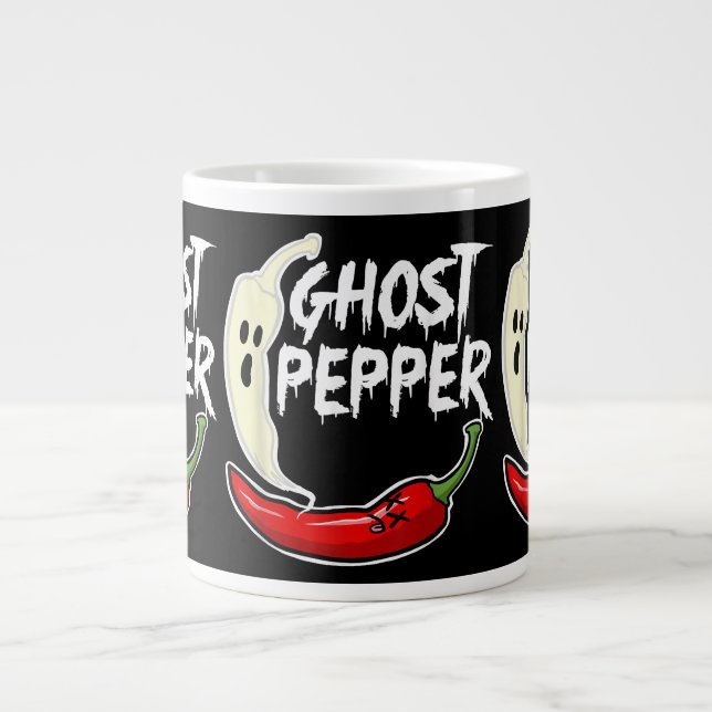 Ghost Pepper Funny Spicy Hot Halloween Ghost Peppe Giant Coffee Mug (Front)