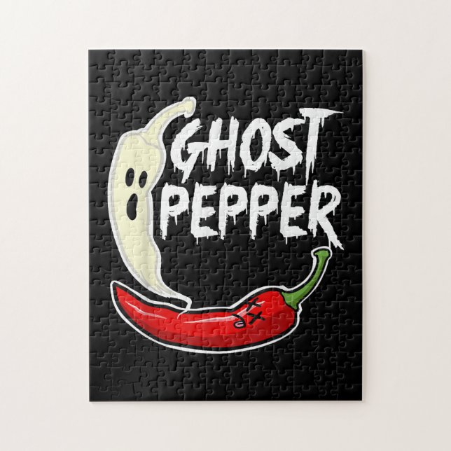 Ghost Pepper Funny Spicy Hot Halloween Ghost Peppe Jigsaw Puzzle (Vertical)