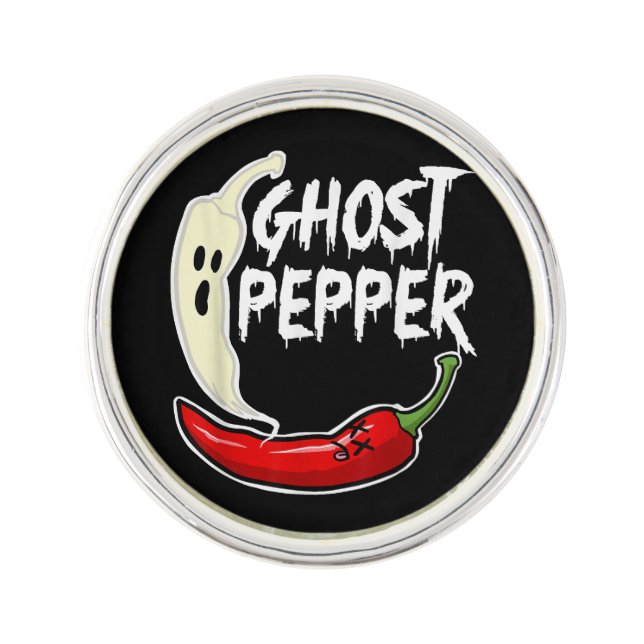 Ghost Pepper Funny Spicy Hot Halloween Ghost Peppe Lapel Pin (Front)