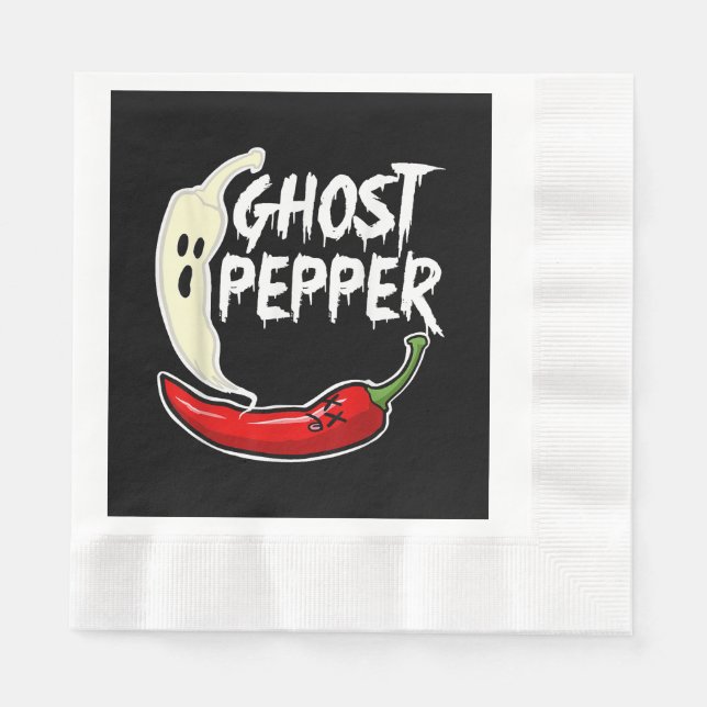 Ghost Pepper Funny Spicy Hot Halloween Ghost Peppe Napkins (Front)