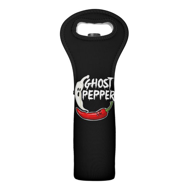 Ghost Pepper Funny Spicy Hot Halloween Ghost Peppe Wine Bag (Front)