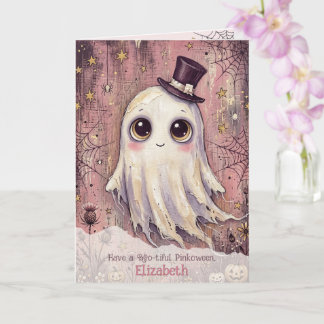 Ghost Pink Halloween Boo Greeting Pinkoween Spooky Card