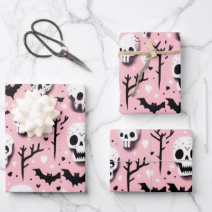Ghost pink Helloween Wrapping Paper Sheets