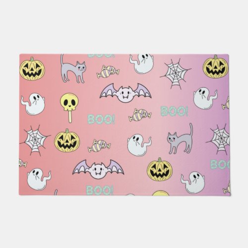 Ghost Pink Pattern Halloween Doormat